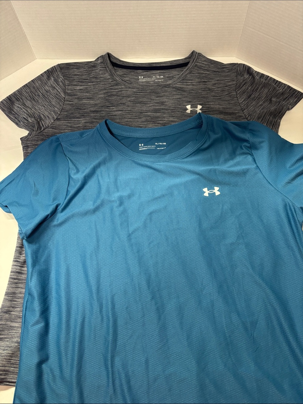 Lot of 2. Under Armour Blue Performance Tee with Gray Heather Layer